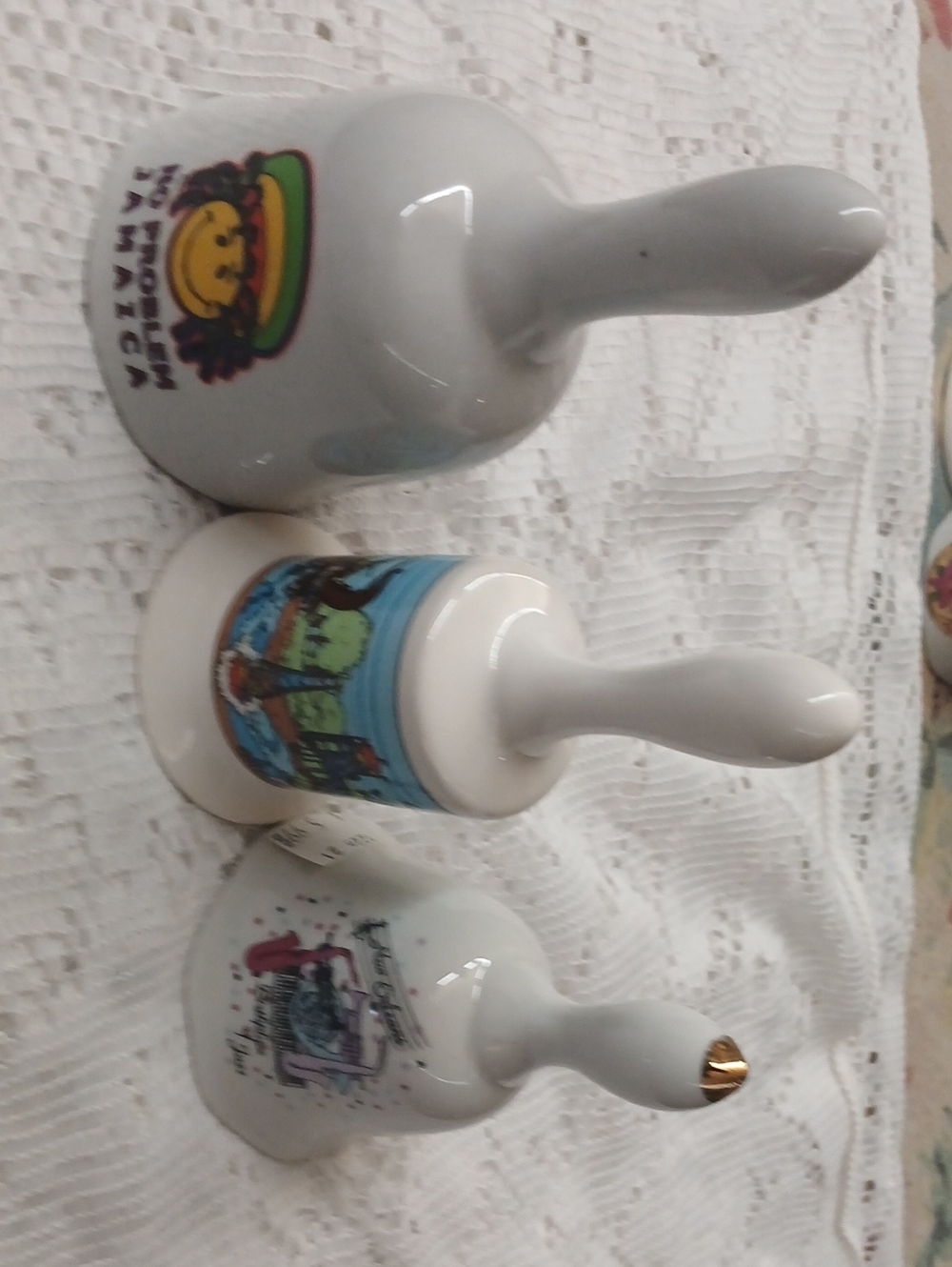 White Ceramic Hand Bell Toy for Kids - Decorative Collectible